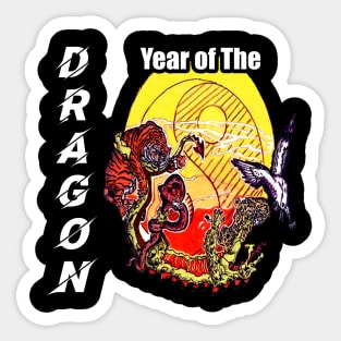 Year of The Dragon Yin Yang down text Sticker